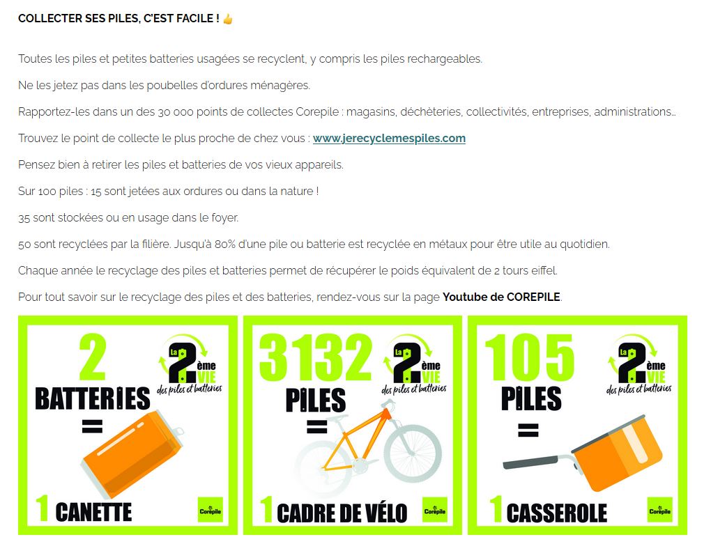 recyclage des piles
