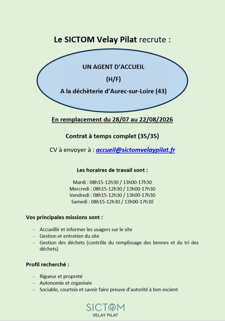 offre d'emploi decheterie aurec