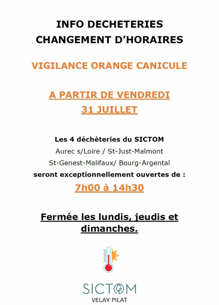 information decheteries canicule