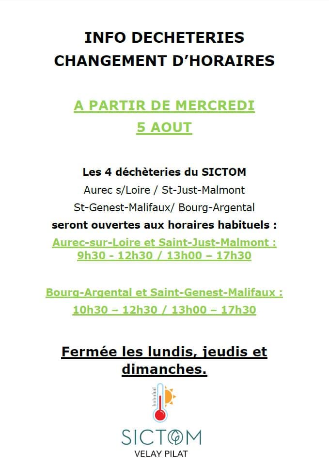 info decheteries aout 2026